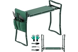 Masthome Garden Kneeler, Folding Garden Kneeler Seat with Handles & Tool Bag, Portable Gardening Stool Garden Kneeling Bench - Send Garden Tools & Gloves