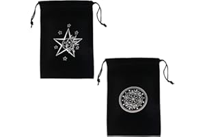 ZWWOGE 2 morceaux Sac de rangement pour tarot,pendule divinatoire,Pentacle（noir）