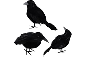 JODSEN 3 PZ Corvi di Halloween Corvi Piumati Artificiali Decorazioni Realistiche di Uccelli Corvo Spaventoso Uccello Corvo Piuma Neri Ornamento per Halloween Feste Prop Giardino Casa all'aperto dell'interno