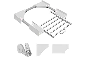 NIUXX Telaio intermedio con stendibiancheria, kit sovrapposizione lavatrice asciugatrice, kit telaio intermedio con portasciugamani estensibile, misura regolabile (53-68 cm) Bianco