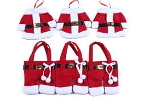 rayinblue 6pcs Santa Suit Christmas Cutlery Holders xmas Table Decoration Place Setting Gift