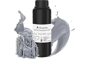 FILABEES Voxelab 3D Printer Resin, 405nm Standard UV-Curing Resin, Rapid Photopolymer, High Precision, Low Odor and Excellent Fluidity for LCD/DLP/SLA 3D Printing（Grey,500g）
