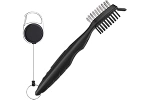 Yisica Durable Golf Club Brush and Groove Cleaner with Retractable Zip-line and Aluminum Carabiner Cleaning Tools, Oversized Golf Brush Head and Super Non-Slip Handle Comfortable Grip