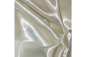 Satin Fabric 60 Inch Wide - Luxurious Silk Like Touch, Perfect for Dressmaking, Lining & Drapes, Available in Red, White, Gold, Pink & More, Sold by The Metre by CRAFT Queen LTD (Cream, 1m)
