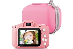 PTUI Kinderkamera inkl. Tragetasche, digitale Spielzeugkamera für Mädchen und Jungen von 3-10 Jahren als Geschenk zum Geburtstag oder Weihnachten 1080P HD 32GB SD-Karte und Kamerafunktionen für Kinder