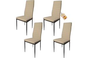 HOME DESIGN & CONFORT Pack de 4 Sillas de Comedor Tapizadas - Sillas Cocina Tapizadas - Sillas Comedor Pack (Beige, 4)