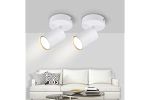 Kambo Blanco Lampara Techo Focos, 2 x 1 Focos Techo GU10, 1 Focos Led Interior Techo, Apliques Techo Focos Giratorio para Dormitorio Metall, sin Bombilla Max 50W