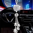 Xspring Bling Car Accessories, Rear View Mirror Ball Charm, Girly Car Decor Accessories with Water Drop Pendant, Car Rear View Mirror Accessories with Rhinestone Material, Cute Decor for Women