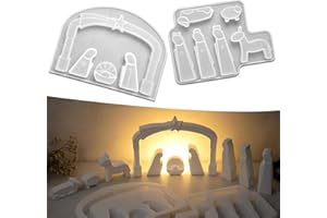 MAJSHDIO Silikon Gießform Krippe，silikonform weihnachten， 2 Stück Silikonform Krippe，Krippenfiguren Gießform，Silikonformen Gießformen Krippe Weihnachten（14×19cm)