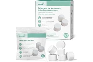 GROWNSY Bloc Nettoyant pour Biberons, Compatible Avec le Lave Biberons Momcozy/Baby Brezza, Lot de 130 Tablettes de Nettoyage, Sans Parfum et Sans Danger pour Les Bébés