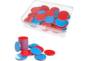 AONAYO 50 StüCk WendepläTtchen,Im Karton,Rechenkette 1.Klasse,Roter Und Blauer Kunststoff,Mathe-Wende-ZäHlchips SteckwüRfel Grundschule,Geeignet FüR Von Kindern In Der Grundschule