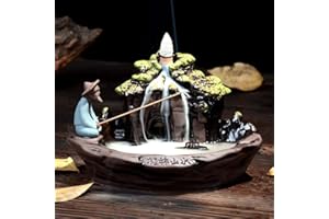 YYW Guilin Landschaft Räucherstäbchen Halter mit 10PCs Rückfluss Räucherkegel, Asien Keramik Räucherstäbchenhalter Rückfluss Räuchergefäß