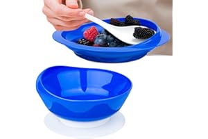 MOSKESON Spill Proof Scoop Plate and Bowl with Non-Skid Suction Base, Adaptive Self-Feeding Dinnerware for Elderly and Disabled