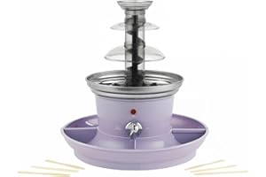 GILES & POSNER Mini-Schokoladenbrunnen – Elektrische 3-Stufen Maschine, Automatische Abschaltung, 0°C bis 50°C, Party Dip & Share, 2 Abnehmbare Serviertabletts, 500 ml, 100 Spieße Inklusive, 25 W