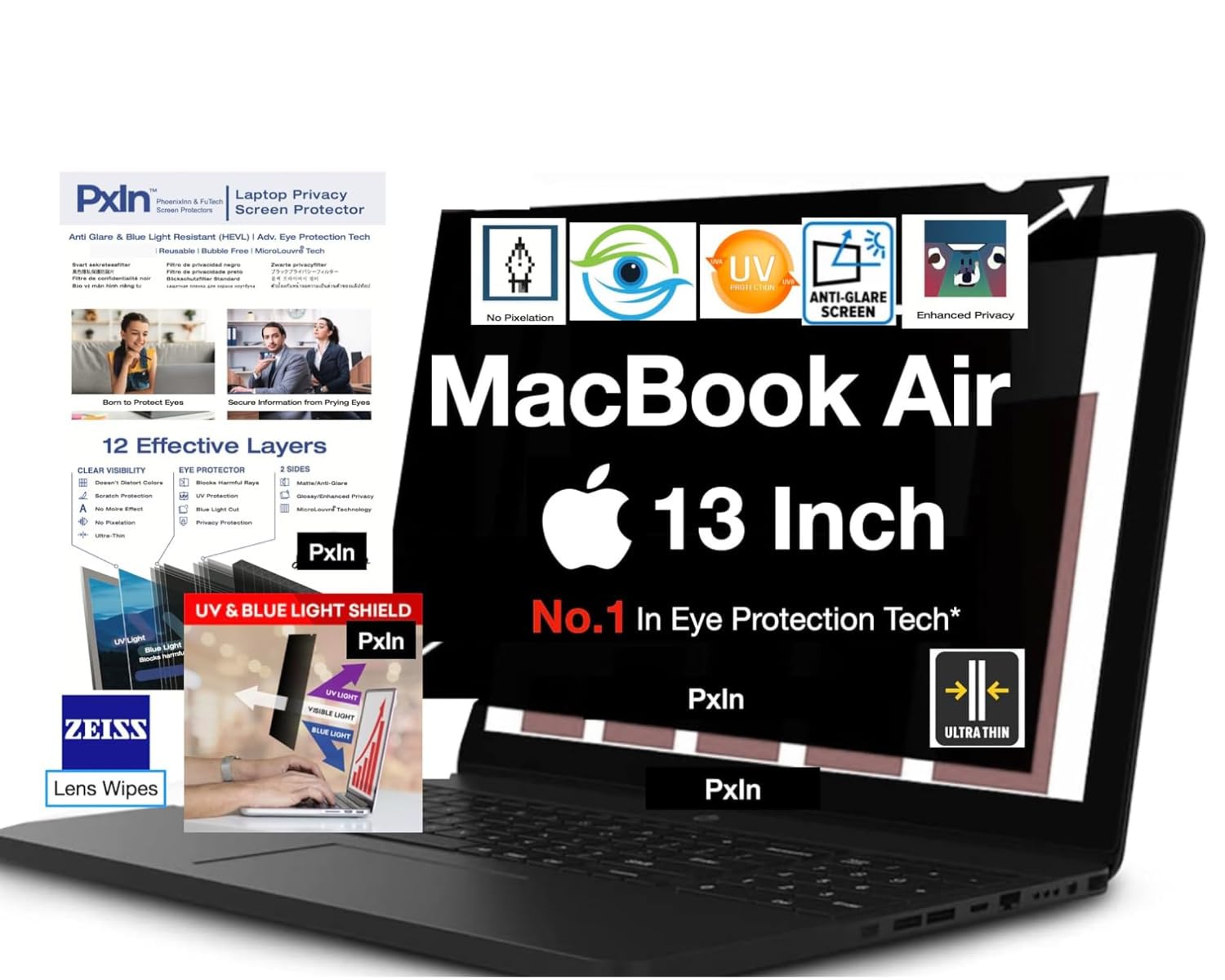 PHOENIX PxIn 13 Inch Mac Book Air Privacy Screen Filter Review: Advanced Eye Protection and Anti Blue Light Technology