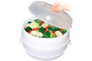 RevolutionLine - Olla a vapor para microondas | Envase para Cocinar al Vapor en el Micro | Sistema de cocción que permite cocinar sin grasa | Seguro y Saludable sin aceite ni grasas | Fácil de usar