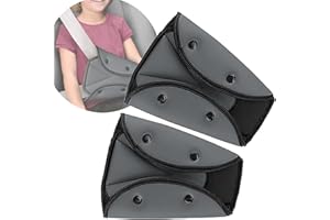 PEIDOG 2 Packs Car Seatbelt Safety Cover Strap Pads,Car Safety Kids Seatbelt Triangle Adjuster,Shoulder Pad Children Seat Belt Clips for Baby and Adult Shoulder Neck,Seat Belt Adjuster for Kids (Grey)