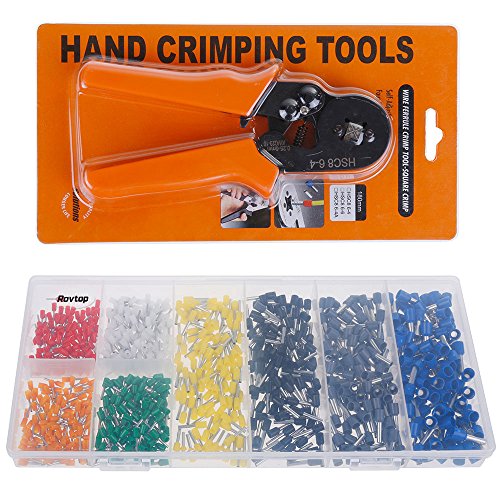 Rovtop Crimper Zange Set Crimpwerkzeuge Ferrule Crimper mit 816pcs 0,25-6mm² Selbstverstellbare Kabelschuhe Ratsche Draht Kupfer Isolierte Cord Pin End Crimp Terminal - 6