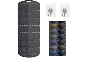 CAREDGO Organizador de Gorras para Pared Colgador de Gorras de Fieltro con 2 Ganchos Adhesivos Soporte para Colgar 14 Gorras Perchero para Gorras de Béisbol para Armario Puerta