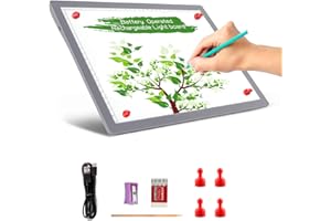 TOHETO A4 Leuchttisch, Kabellos Batteriebetrieben Magnetisch Leuchtkasten Dimmbare Helligkeit Wiederaufladbare LED-Lichttafel Tragbare Kabellose Kopiertafel für Diamantmalerei, Skizzie (Grau)