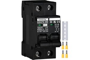DIHOOL DC avbrytare 1000VDC Solar PV-strömbrytare Fotovoltaisk säkerhetsautomat (DC1000V,2 pol,60 Amp)