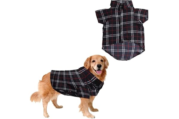 Sage Square Crazy Printed Dog Shirt, Black Check Print, Combed Cotton, Large