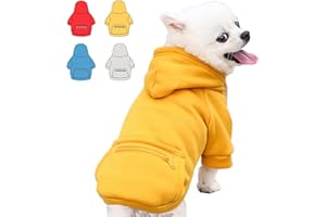 WIZ BBQT Dog Hoodie for Small Medium Large Dogs,Fleece Hoodie for Dogs with Zipper Pocket,Fall Winter Dog Sweatshirts Hoodie for All Sized Dogs(XL,Yellow)