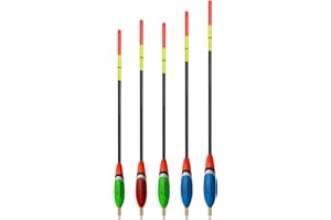 THKFISH Set di 5 posen da pesca in legno, galleggianti, con colori vivaci, accessori da pesca per fiume e lago, 2,5 + 3 g/2,5 + 2,5 g/2,0 + 2,0 + 2,0 g/1,2 + 2,0 g/1,5 + 1,5 g