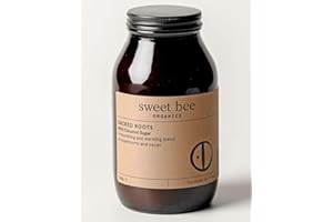 Sweet Bee Organics Sacred Roots Cacao Powder Drink - Chaga Mushroom Powder Maca Powder & Reishi Mushroom Powder Infused Chocolate Drink - Rich in Calcium Nourishing Chocolate Powder With Coconut Sugar