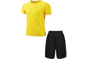 RUNQHUI Enfant Garçon Ensemble Sport T-shirt Séchage Rapide Manches Courtes et Short de Sport Survêtement Eté 5-16 Ans