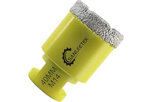 Foret Diamant Carrelage 40mm SANLEETEK Brasé Sous Vide Scie Cloche Diamant pour Céramique Porcelaine Marbre Granit Perçage à Sec M14 Filetage
