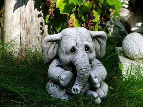 Steinfigur Elephant Elefant Benjamin 28 cm ca.15,8 kg Frostfest Stein Nr.042 - 5