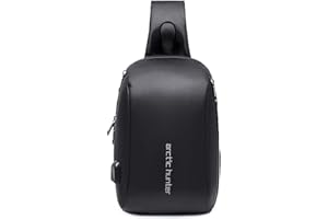 FANDARE Hombre Bolsos Cruzados Bolsa de Pecho Bolso de Hombro Crossbody Bolsos con Bolsa Aislante,10 Pulgadas iPad con USB Bolso Messenger,Bolsa para Deportes, Gimnasio, Viajes Poliéster