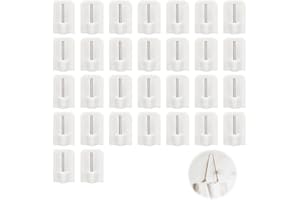 HstiaLving 30 Pcs Crochet Rideau, Crochets Autocollants en Plastique Crochet Adhesif Mural Crochets Rideaux Sans Percage pour Suspendre Clés Filet Poteau Rideaux - Décoration de Salle de Bain (Blanc)