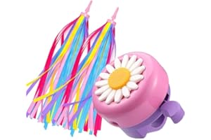 obqo 1 Pack Kids Bike Bell and 2 Pack Kids Bike Streamers for Children's Bike Accessories (Pink, Red, Purple & Blue)