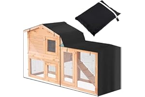 BOSKING Dreieckige Abdeckung für Kaninchenstall, Kaninchen, Tierstall, Abdeckung, Haustierhaus, Kaninchenkäfig, Abdeckung (147 x 52 x 86 cm, schwarz)