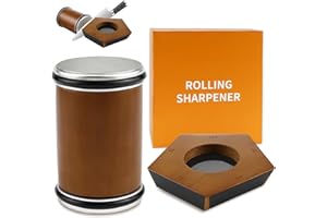UptVin Rolling Knife Sharpener Kit, Diamond Rolling Knife Sharpener Set, Kitchen Roller Tumbler Knife Sharpener, Angle with 12° to 22° Type Pentagonal Rolling Sharpening Discs, for Home, Professional