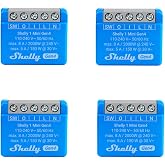 Shelly 1 Mini Gen4, 4 Pack, WiFi Smart Relay Switch, 1 Channel, 8A, Potential-free Contact, Home Automation, Remote Control,