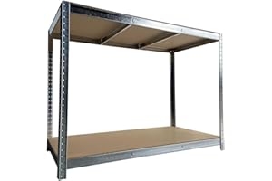 TRADE PRICE DEALS Galvanised Garage Workbench Adjustable Steel Metal Shed Work Bench Workshop Workstation Work Table - 175kg per Level - 90cm x 120cm x 60cm