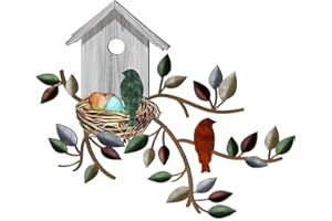 BGJJGT Arte de pared de metal para pájaros, decoración de pared de pájaros de metal, decoración de pared de pájaros al aire libre, decoración de pared de metal para interiores y exteriores