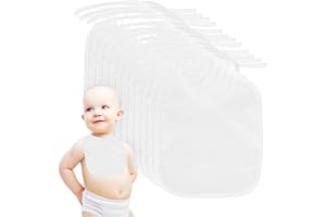 PULIANGLIU 12 st. babyhaklappar för målning, vit bomull | Vattentätt babyshower-set att måla, gåva för babyshower party spel, födelse, för flickor pojkar, set om 12