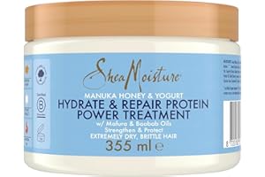 SHEA MOISTURE SheaMoisture Hydrate & Repair Protein-Power - Masque Capillaire au Miel de Manuka et au Yaourt - Pour Cheveux Secs et Abîmés - Sans Sulfate - Contient Huile de Baobab et Beurre de Karité - 1 x 355 ml