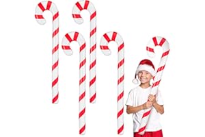 Aoriher 4 Bastones de Caramelo Inflables Palo de Bastón de Caramelo Gigante Decoración Inflable de Bastón de Caramelo de Árbol de Navidad Colgante para Adornos de Novedad Interior Exterior Pared (S)