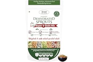 NIHKAN Dehydrated Sprouts - 7 Grains Mix | Instant 5 min Protein Snack | Ready Sprouted seeds| Natural Plant Superfood - 28g Protein per 100g | Dehydrated - 200 g