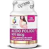 Optima Naturals Colours of Life Acido Folico 400 mcg - Integratore di Contribuisce alla Crescita dei Tessuti Materni Gravidan