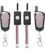 Meskliu Draadloze schakelaar, 12 V, mini-radioschakelaar met afstandsbediening, DC12V-48V, 10A, draadloos relais, wandschakelaar, draadloze lichtschakelaar met 328 ft lang bereik voor garagedeur
