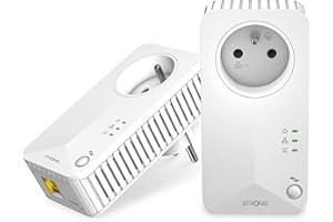 STRONG Pack de 2 Prises CPL 500 Mbps, Prise filtrée et Port Ethernet, Compatible boxs Internet, Idéal Multi TV, Streaming HD, Aucune Configuration, Prêt à l'emploi