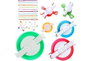 KNEWMART Pom Pom Maker 5 Taglie Pompon Maker Fluff Sfera Weaver ago Fai da Te in Kit di Attrezzi Lavoro a Maglia di Lana per Lavoro a Maglia + 10 pennarelli per Punti Maglia + 10 Aghi in plastica (26)