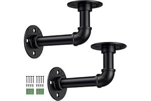 Tanice Pipe Shelf Brackets 2 Pack Industrial Shelf Vintage Wall Mounted Floating Shelves with Screws DIY Decoration for Home Bookshelf CDs Photo Frame