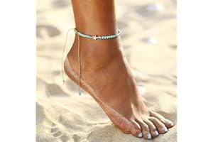 ‎YEAN Yean Boho Türkis Fußkettchen Silber Stern Knöchel Armband Strand Fußschmuck für Frauen und Mädchen